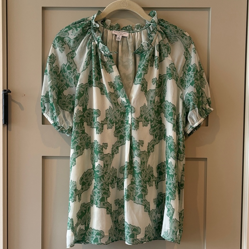 Current Air Green and Cream Blouse